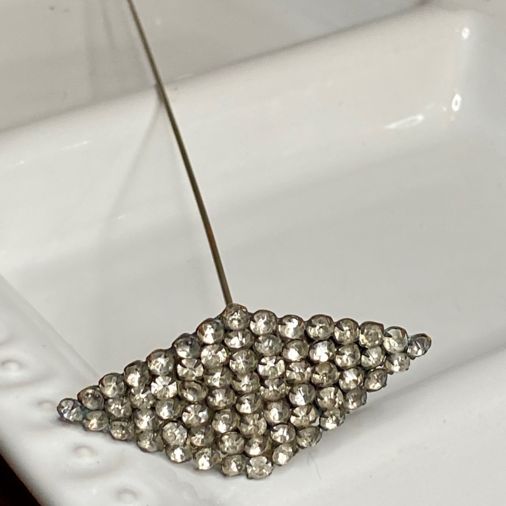 Antique Diamond Shaped Rhinestone Hat Pin 💎 - Picture 8 of 16